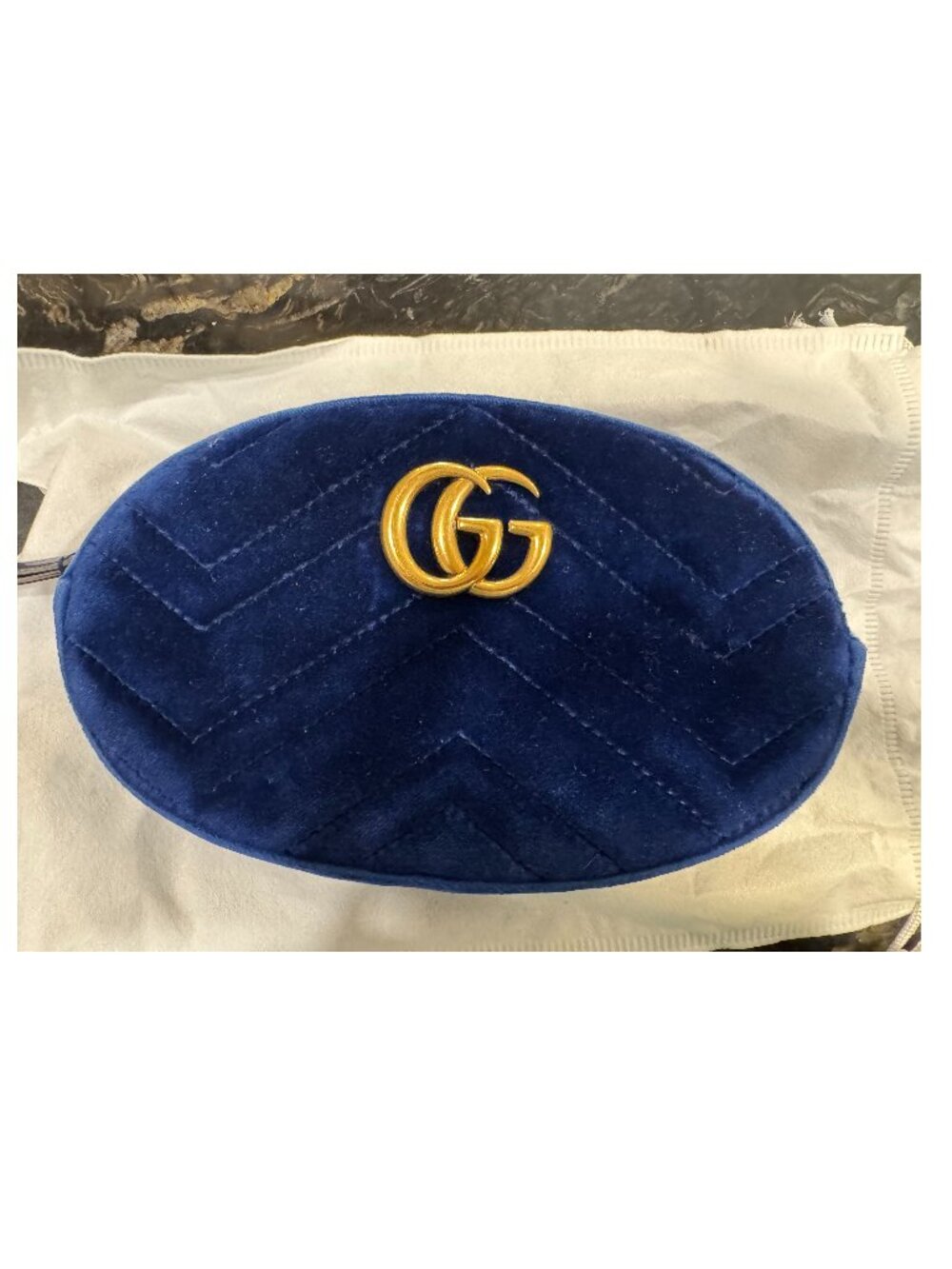 Gucci Marmont Blue Velvet Belt Bag with COA - Picture 2 of 4